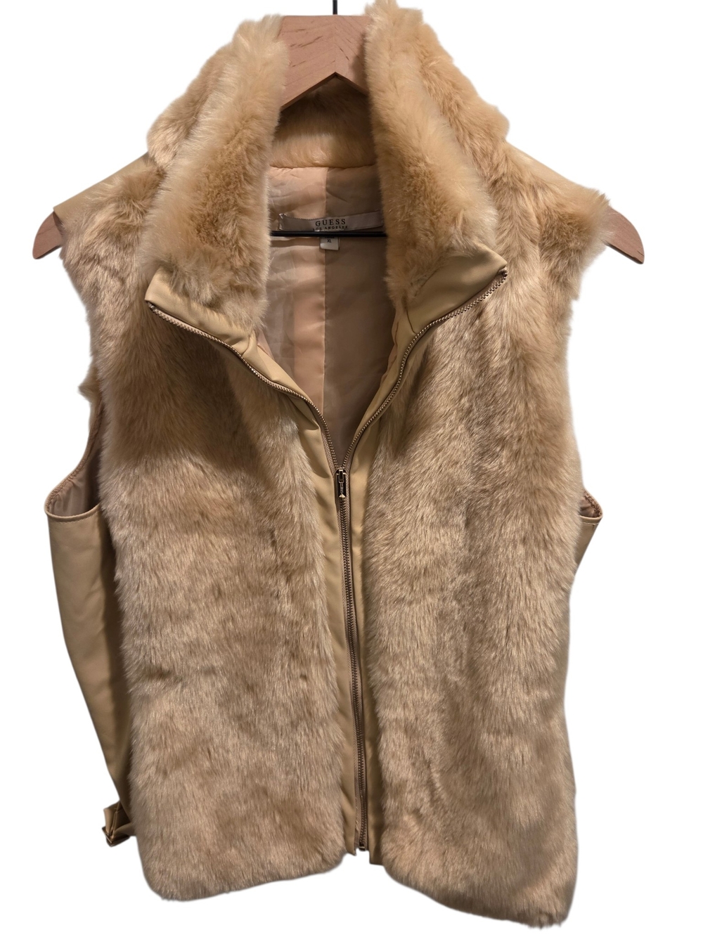 GUESS Women's Faux Fur Vest in Beige